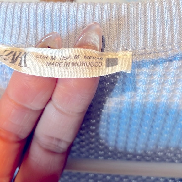 Zara NWOT Textured Woven Sleeveless Maxi Blue snap down Dress With Belt Woman M - Picture 2 of 5